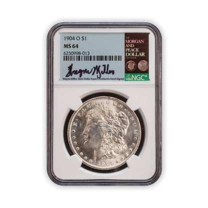 1904 Morgan Silver Dollar New Orleans - NGC MS64 Wayne Miller Signature Label