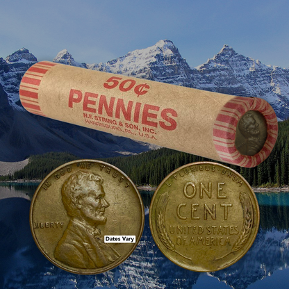 Unsearched Lincoln Cents Roll of 50 - Rocky Mountain Reserve Hoard