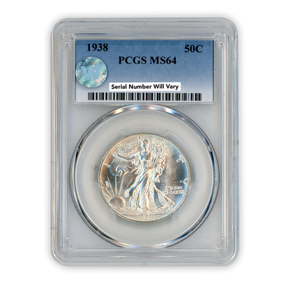 1938 Walking Liberty Silver Half Dollar - PCGS MS64 Sight White