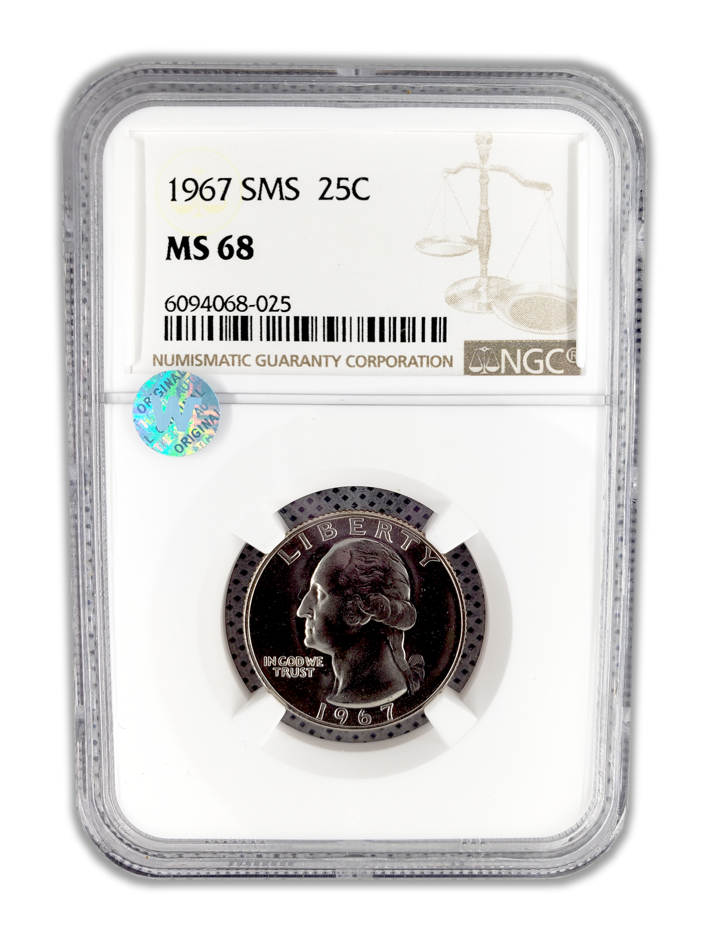 1967 Washington Silver Quarter Philadelphia - NGC MS68 Sight White