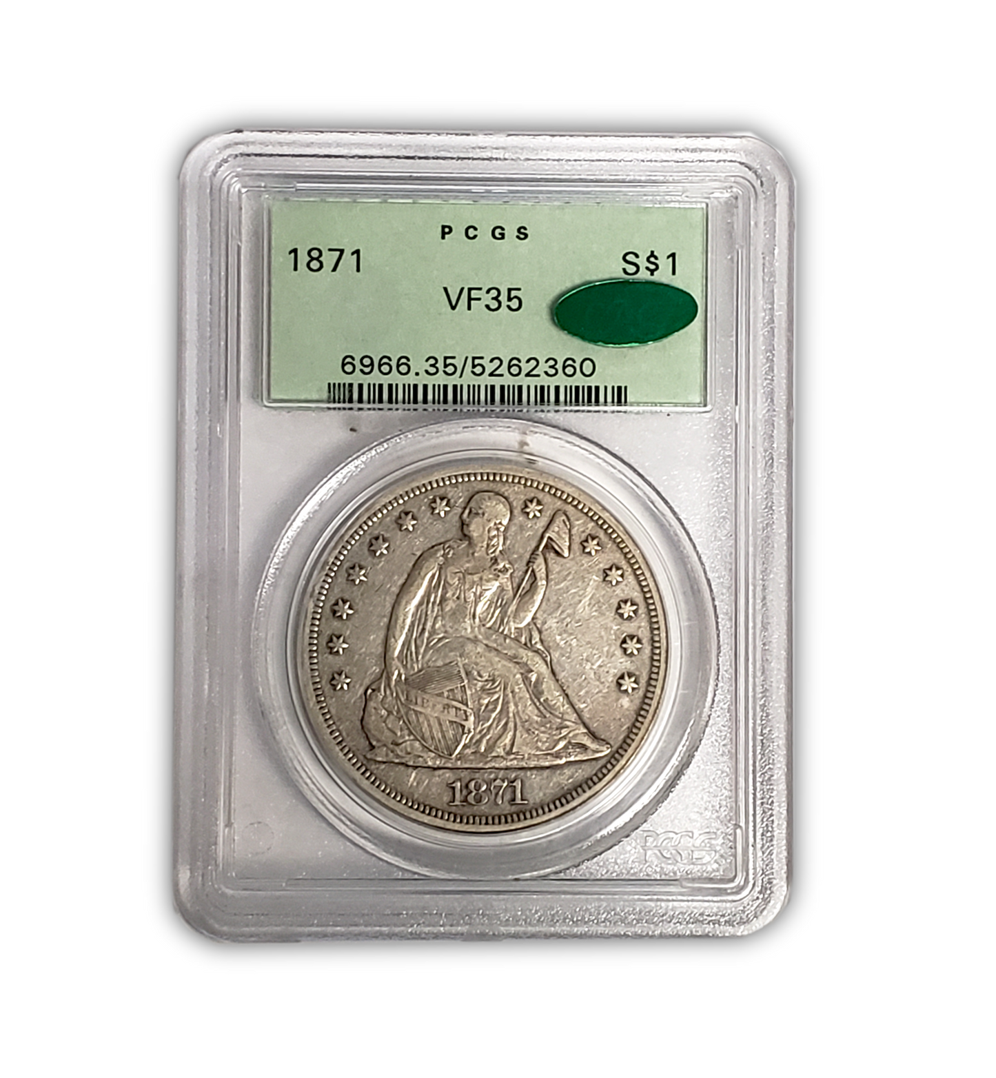 1871 Seated Liberty Dollar - Philadelphia - PCGS VF35 Old Holder