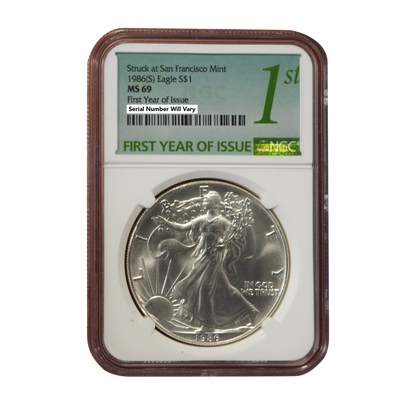 1986 (S) Silver Eagle San Francisco - Business Strike - NGC MS69