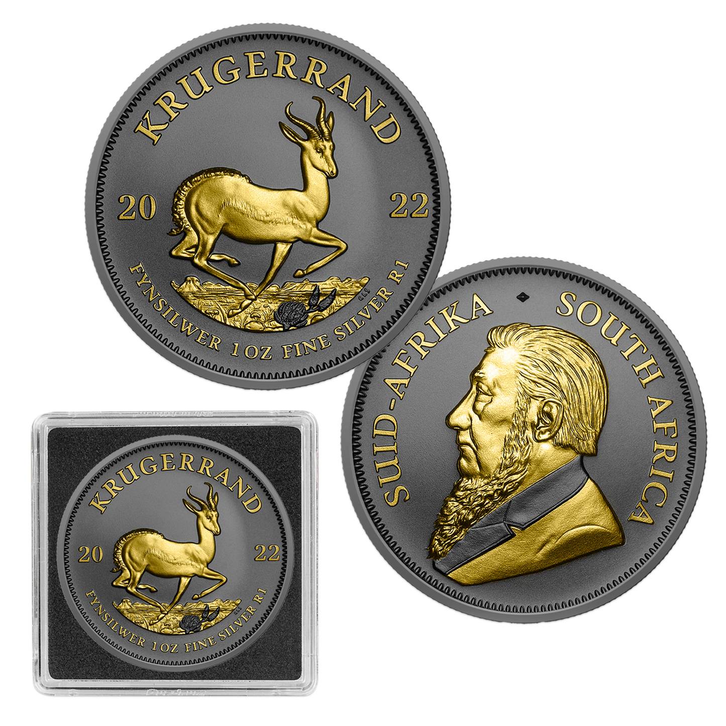 2022 Krugerrand Black Ruthenium & Gold Enhanced 1 oz Silver