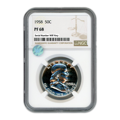 1958 Franklin Silver Half Dollar - NGC PF 68 Sight White