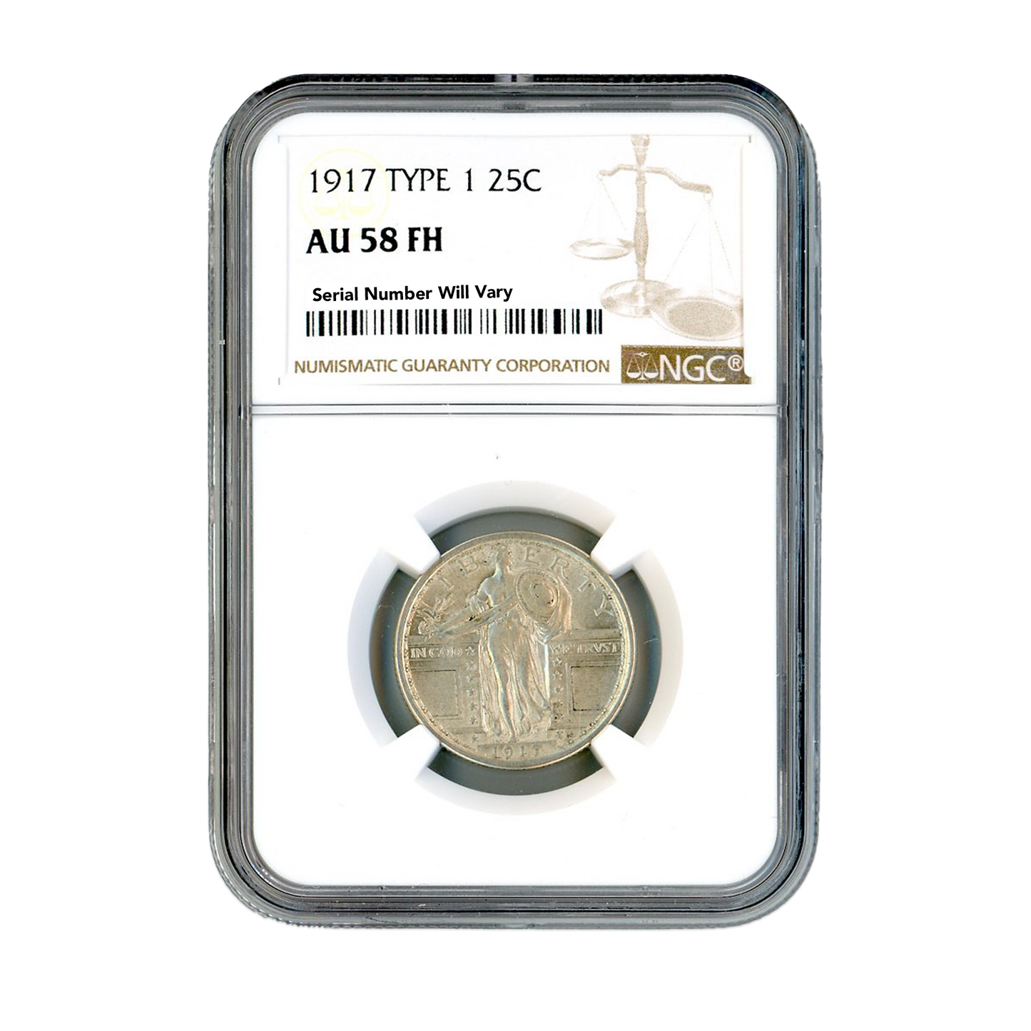 1917 Standing Liberty Quarter Philadelphia - Type 1 NGC AU58 FH