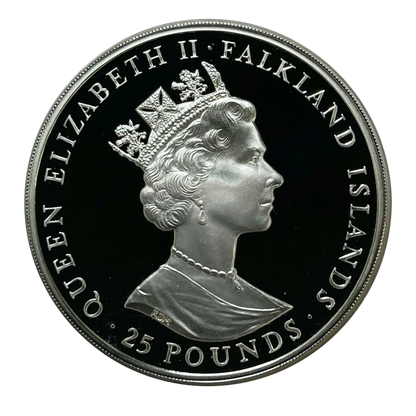 1985 Queen Elizabeth Falkland Islands Self Sufficiency 4.46 oz Silver