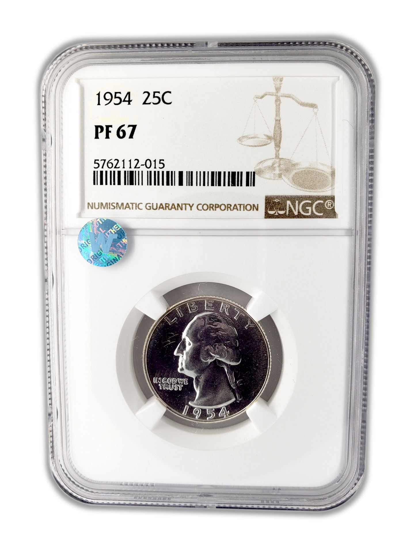 1954 Washington Silver Quarter Philadelphia - NGC PF67 Sight White