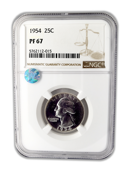 1954 Washington Silver Quarter Philadelphia - NGC PF67 Sight White