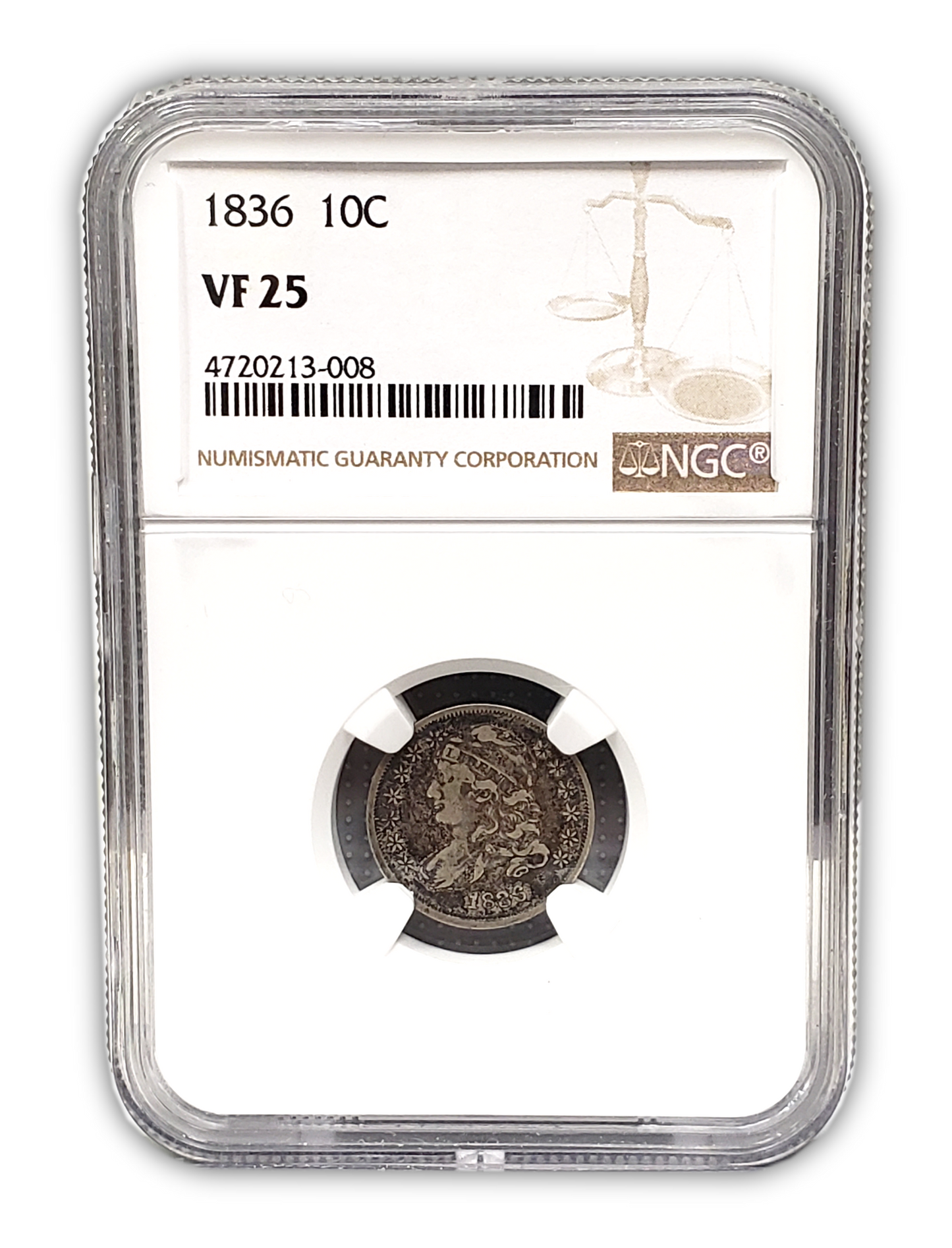 1836 Capped Bust Dime Philadelphia - NGC VF25