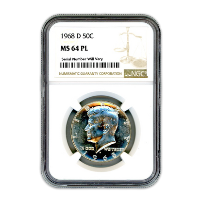 1968-D Kennedy 40% Silver Half Dollar Denver - NGC MS64 PL Prooflike