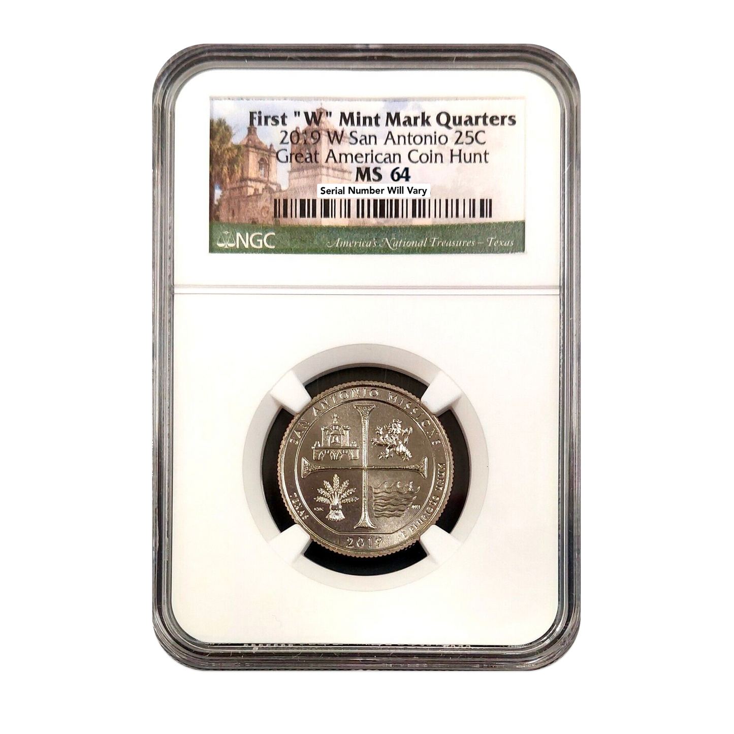 2019 W San Antonio Missions Quarter Dollar West Point - NGC MS64