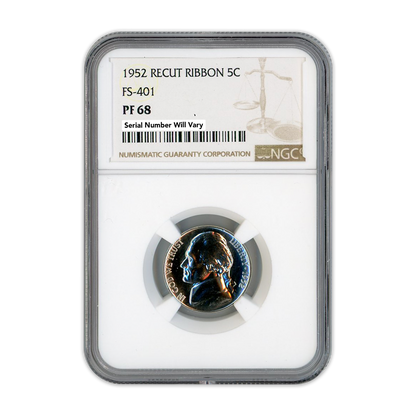1952 Jefferson Nickel - Recut Ribbon - NGC PF68 FS-401