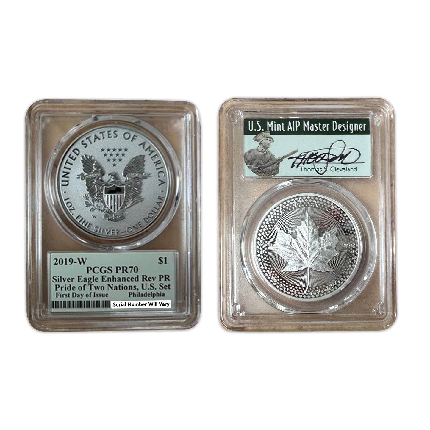 2019 W Pride of Two Nations 2 pc - PCGS PR70 FDOI Cleveland City Set