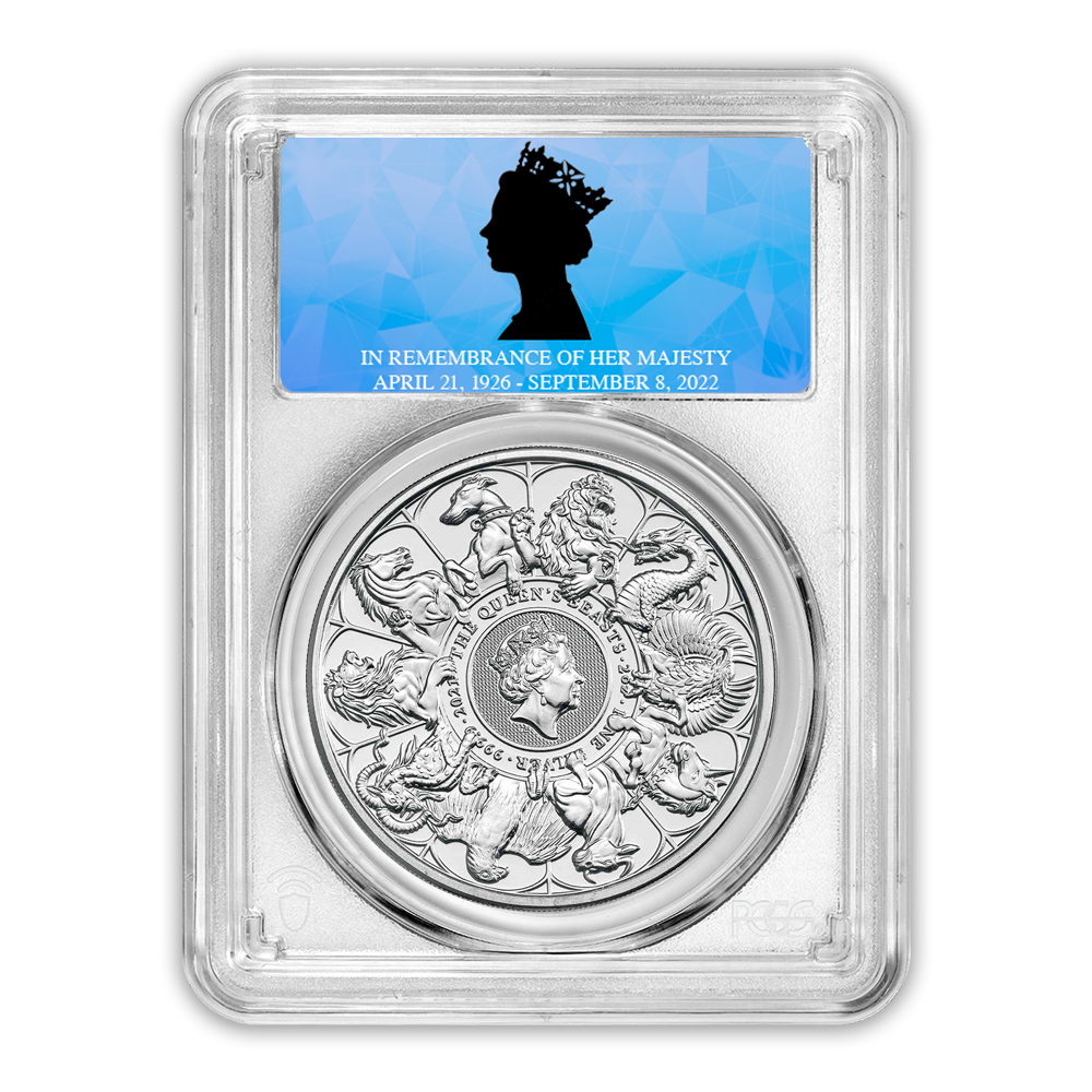 2021 Queens Beast Completer 2 oz - PCGS Queen Elizabeth Memoriam Label