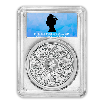 2021 Queens Beast Completer 2 oz - PCGS Queen Elizabeth Memoriam Label
