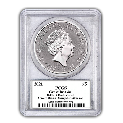 2021 Queens Beast Completer 2 oz - PCGS Queen Elizabeth Memoriam Label