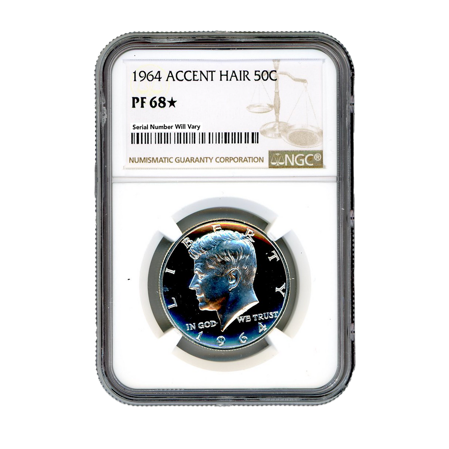 1964  Kennedy Silver Half Dollar - Accented Hair - NGC PF68*