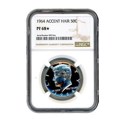 1964  Kennedy Silver Half Dollar - Accented Hair - NGC PF68*