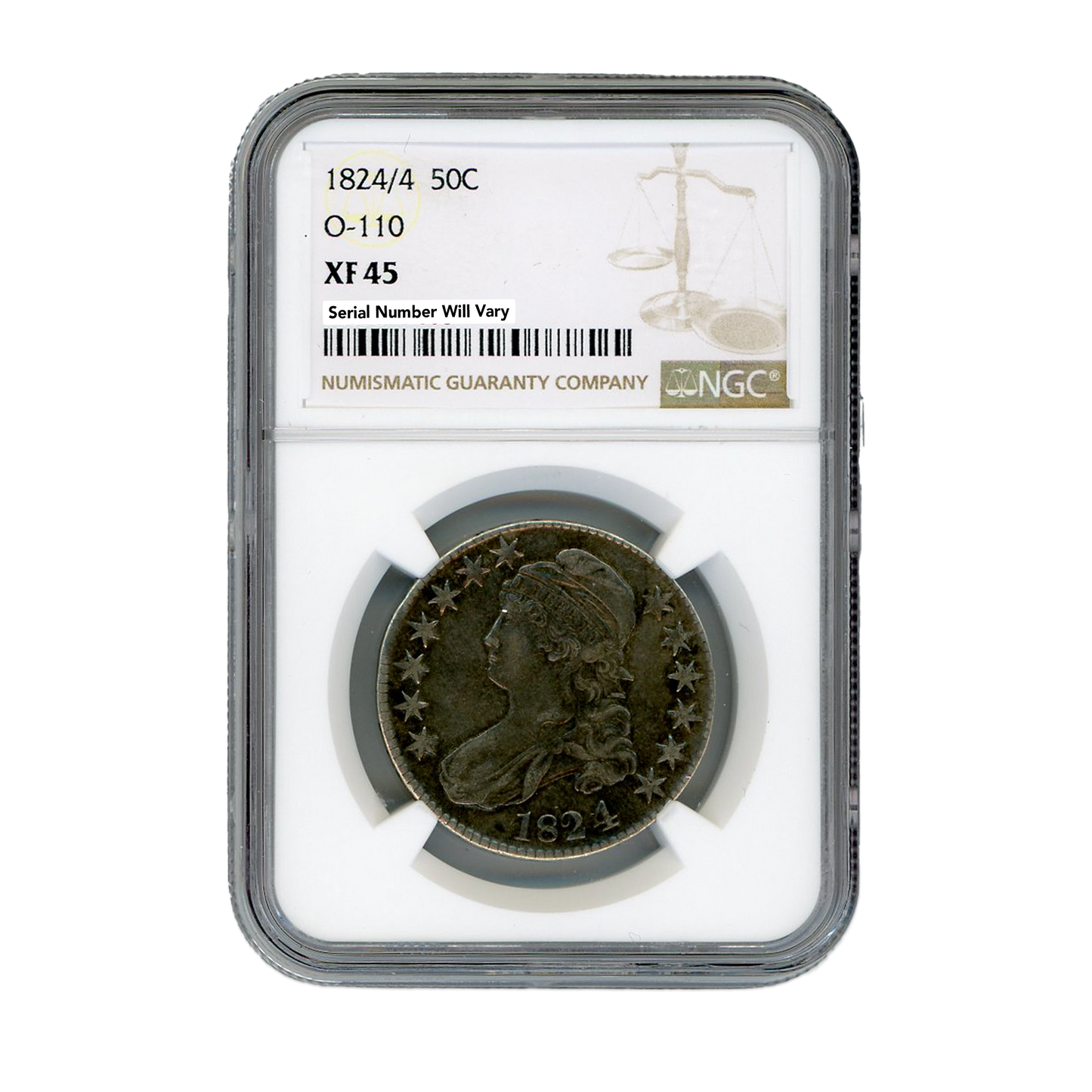 1824/4 Capped Bust Half Dollar O-110 - NGC XF45