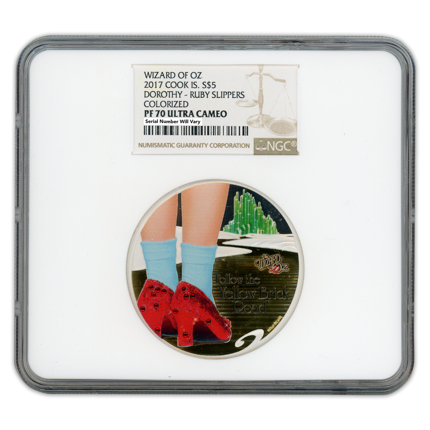 2017 $5 Silver Cooks Island - Dorothy - Ruby Slippers Colorized PF70 Ultra Cameo