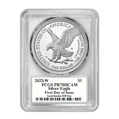 2023 W Silver Eagle - Proof - PCGS PR70 FDOI First Day of Issue Trumans Triumph Label