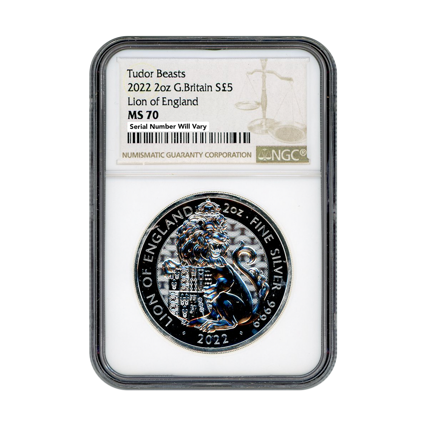 2022 2oz Tudor Beasts - Lion of England NGC MS70