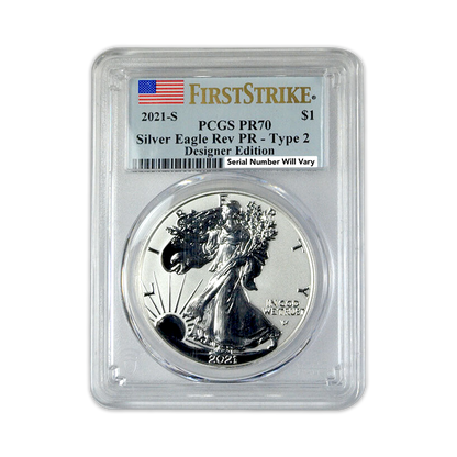 2021 Silver Eagle Designers 2 pc Set - PCGS Reverse Proof PR70 First Strike