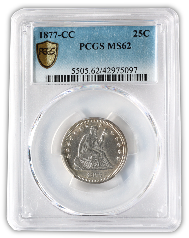 1877 CC Seated Liberty Quarter Carson City - PCGS MS62