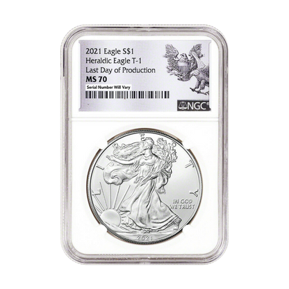 2021 Silver Eagle - Heraldic Eagle Type 1 - Last Day of Production NGC MS70