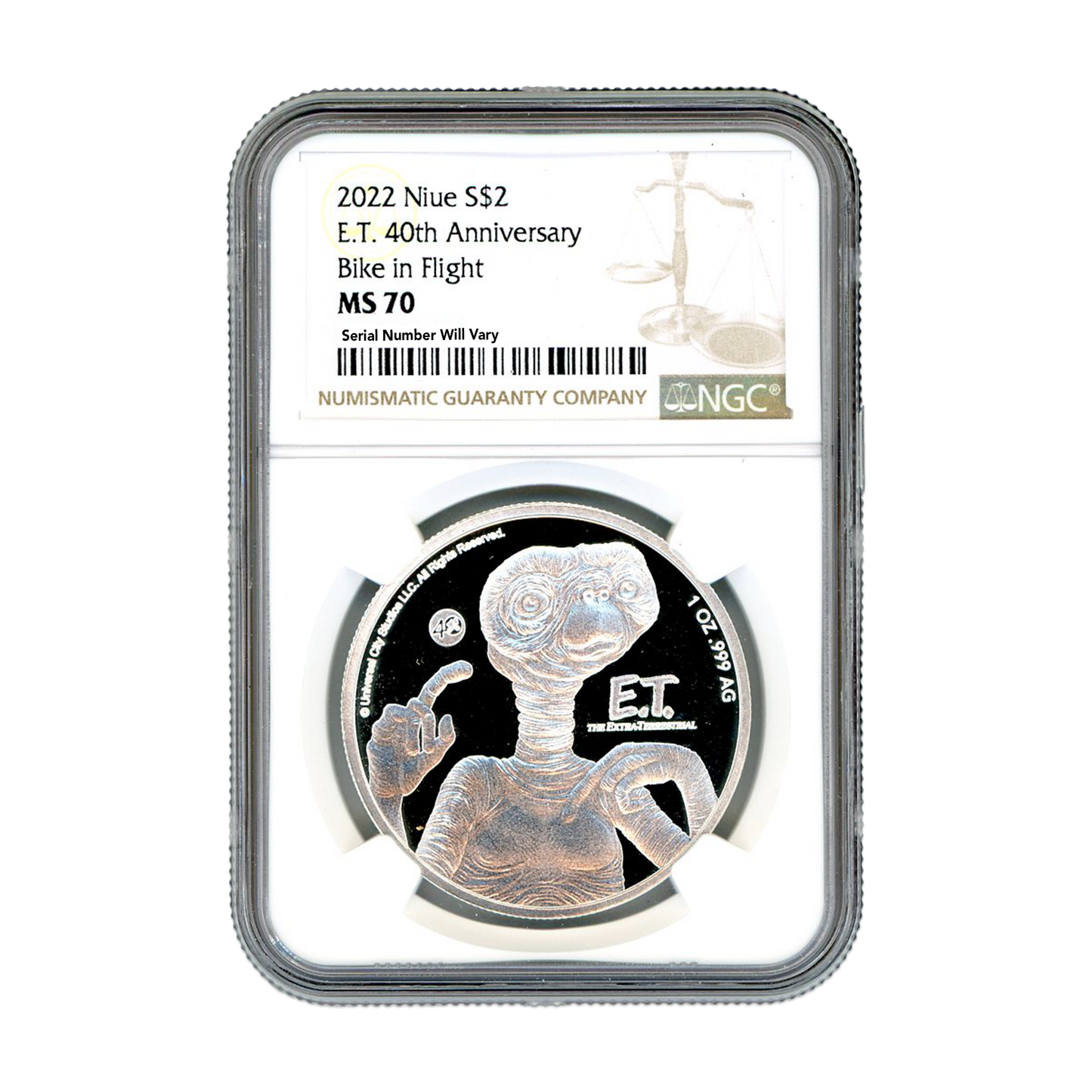 2022 Niue E.T. 40th Anniversary BU 1 oz Silver Coin NGC MS70