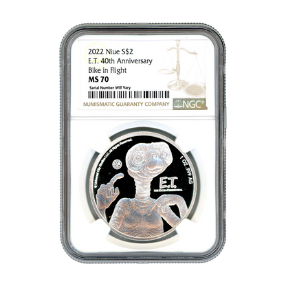 2022 Niue E.T. 40th Anniversary BU 1 oz Silver Coin NGC MS70