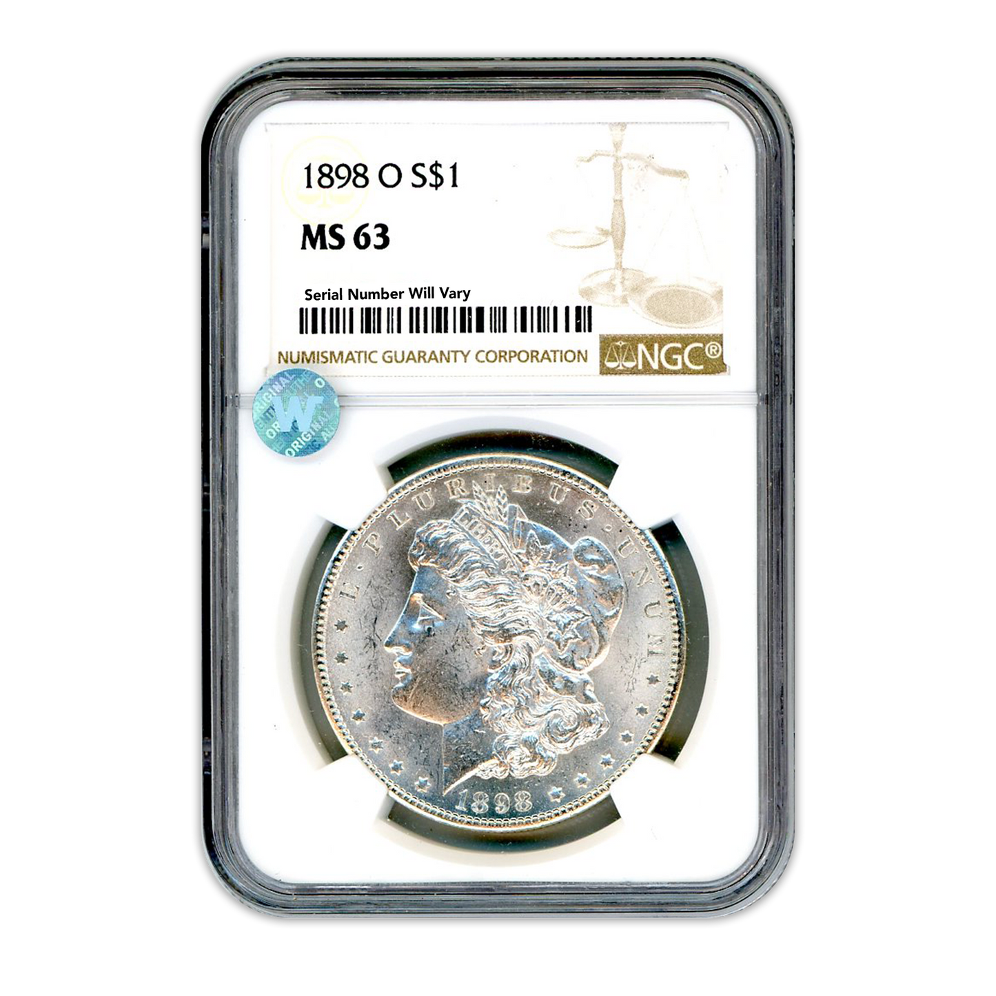 1898 Morgan Silver Dollar New Orleans - NGC MS63 Sight White