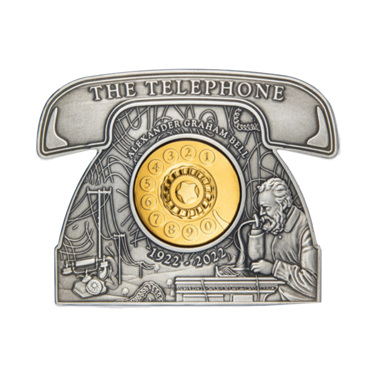 2022 3 oz Antique Barbados Alexander Graham Bell Telephone Silver