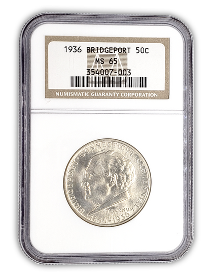 1936 Bridgeport Silver Half Dollar Philadelphia - NGC MS65