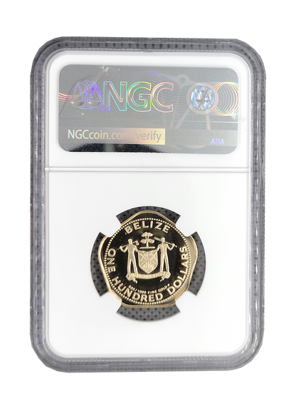 1981 FM Belize Yellow Swallowtail Butterfly G$100 NGC PF70 Ultra Cameo