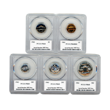 1961 US Proof Set - 5 Coins - PCGS PR68