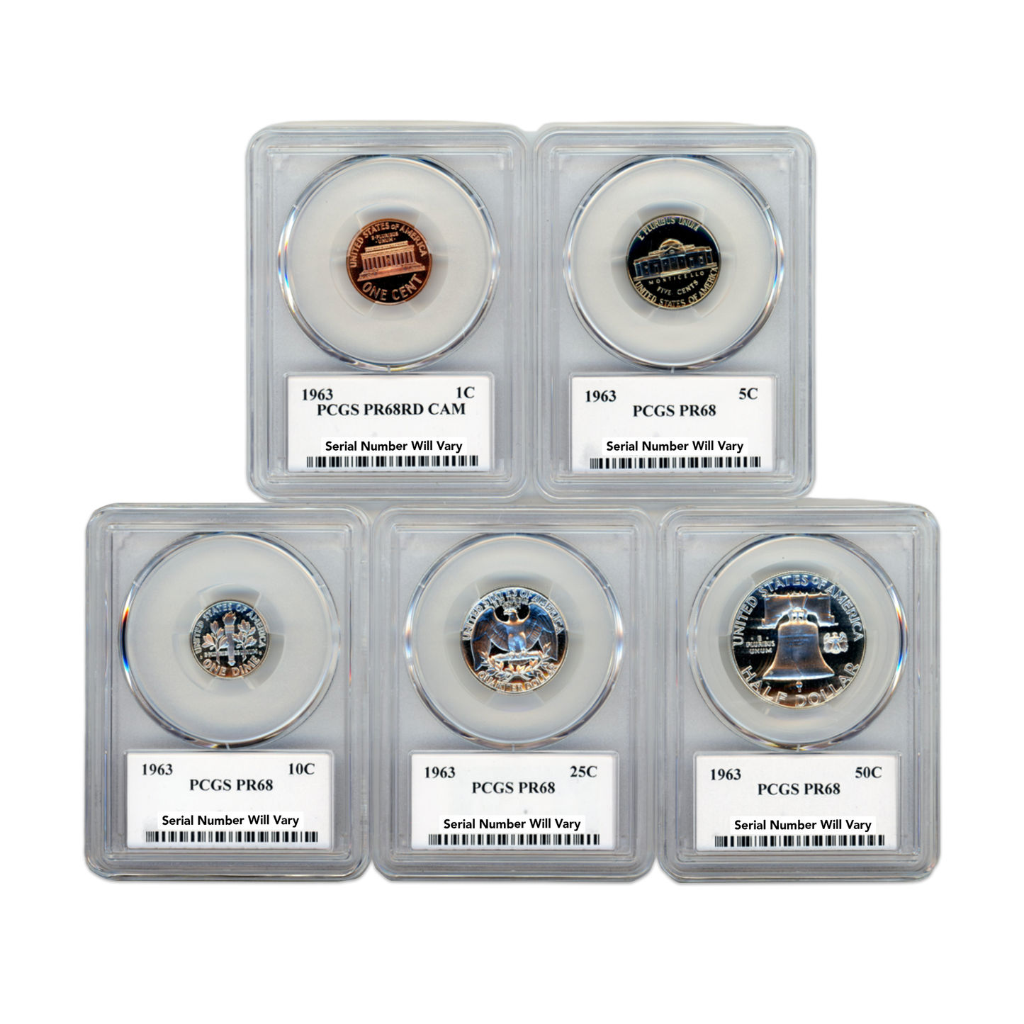 1963 US Proof Set - 5 Coins - PCGS PR68