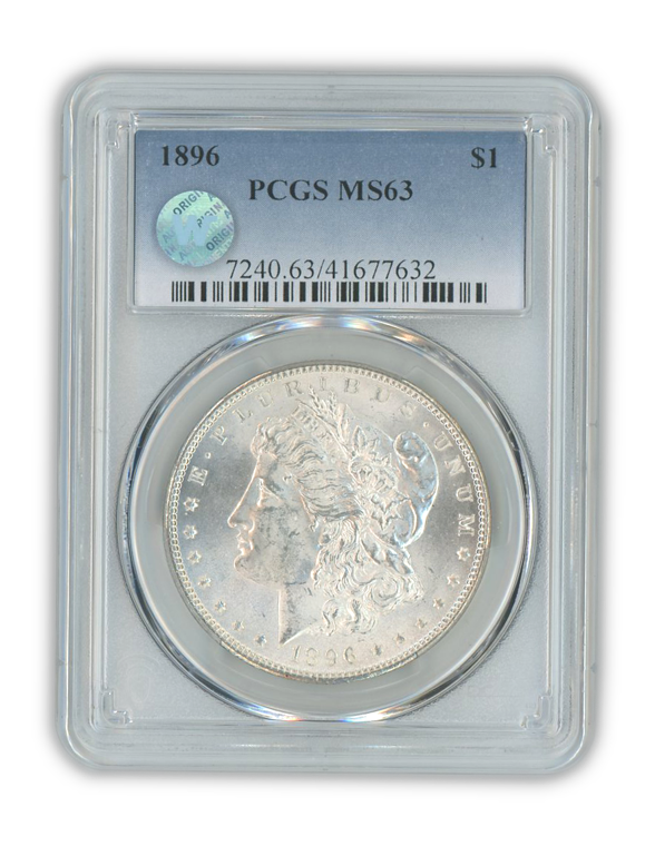 1896 Morgan Silver Dollar Philadelphia- PCGS MS63 Sight White