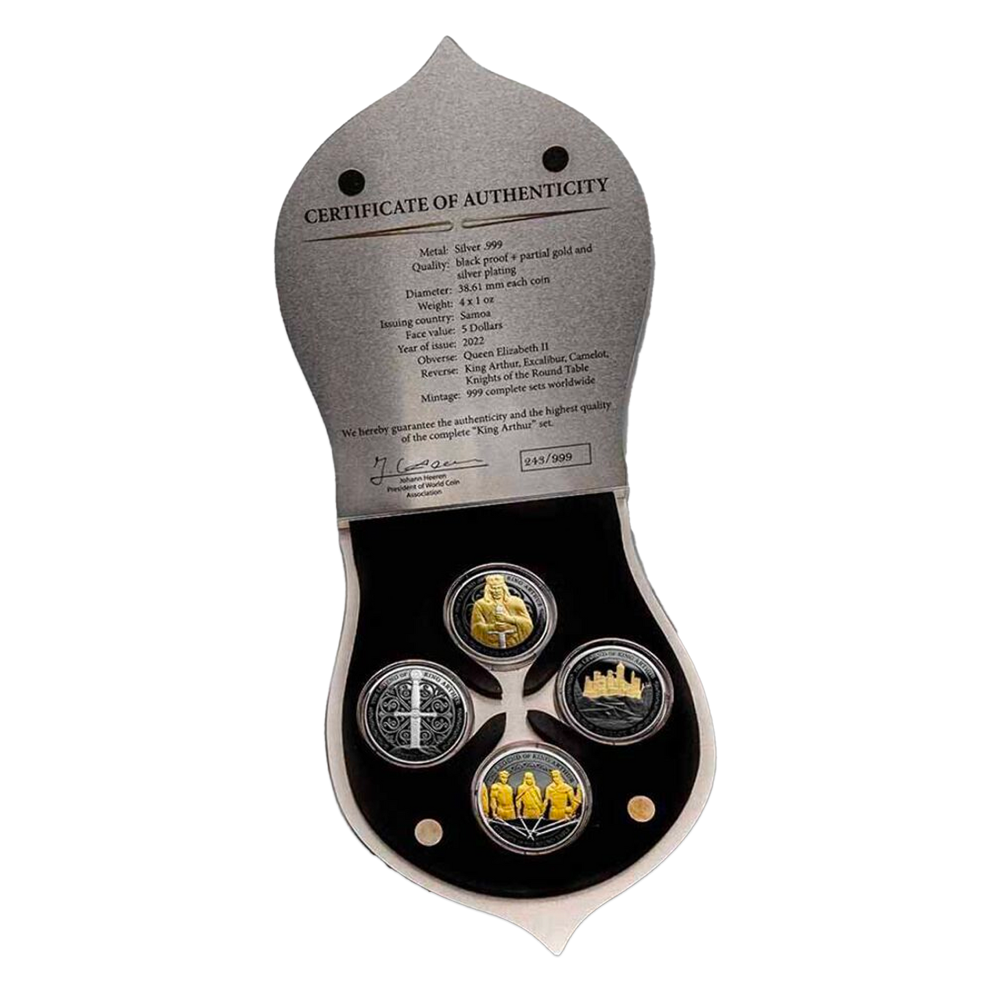 2022 The Legend of King Arthur Samoa Silver - 4 Coin Set