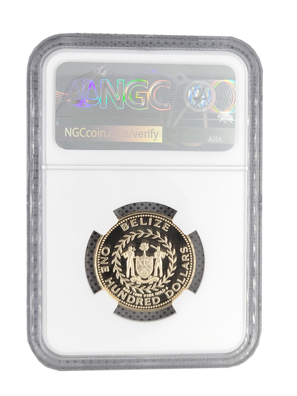 1982 FM Belize Kinkajou G$100 GOLD NGC PF 70 Ultra Cameo