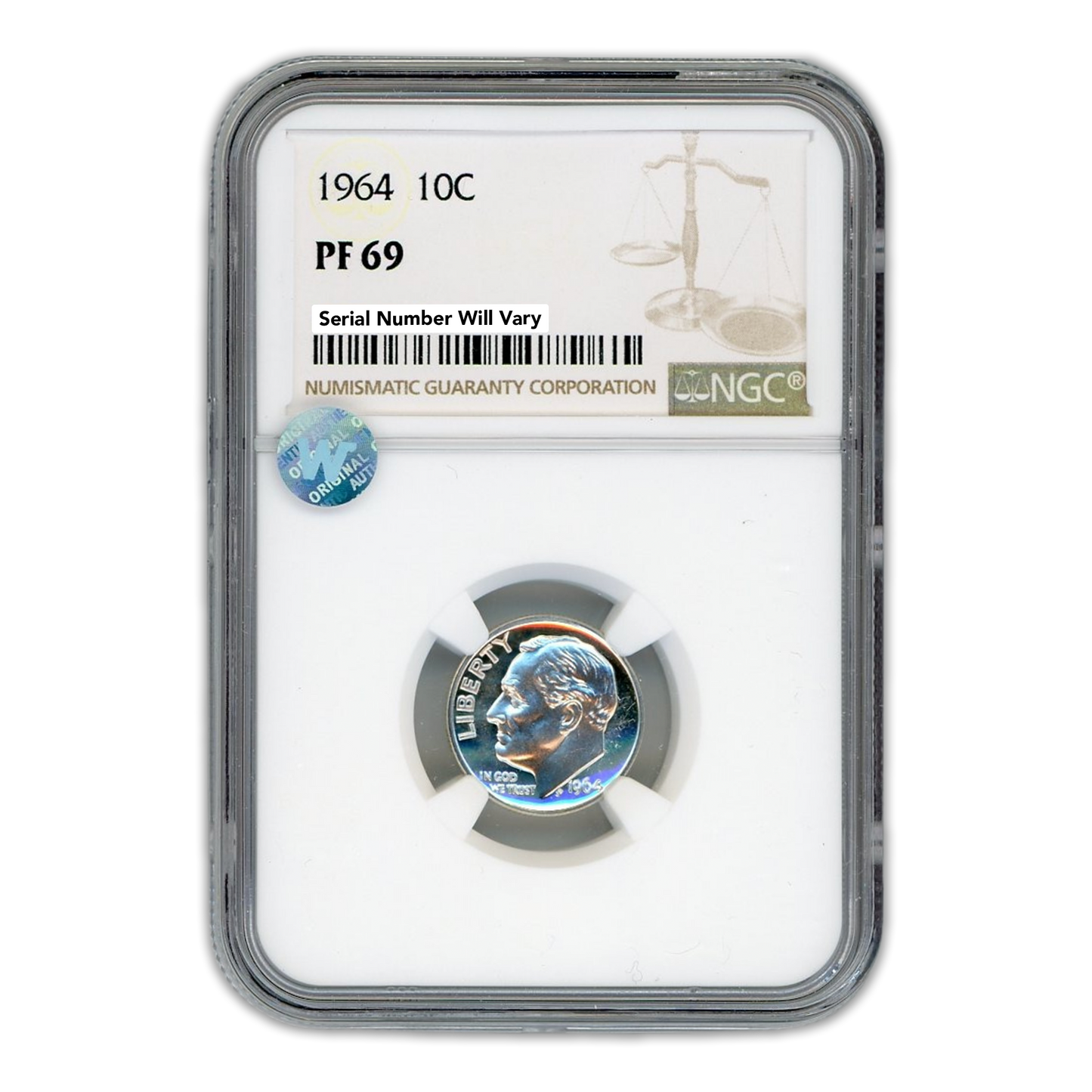 1964 Roosevelt Dime - NGC PF69 Sight White