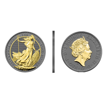 2023 Britannia Black Ruthenium & Gold  Enhanced 1 oz Silver