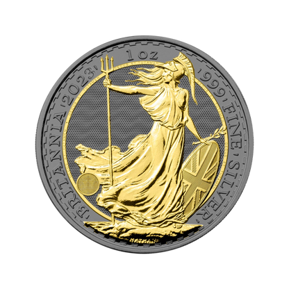 2023 Britannia Black Ruthenium & Gold  Enhanced 1 oz Silver