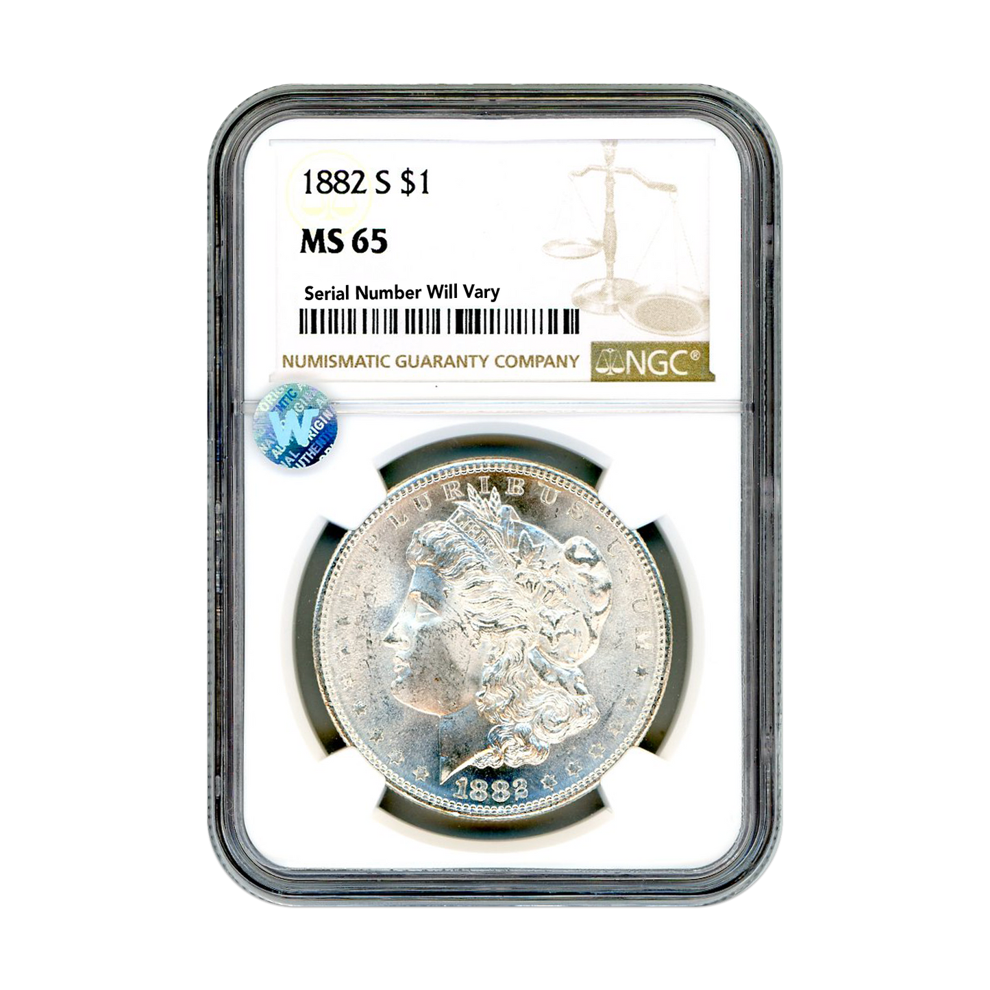 1882 Morgan Silver Dollar San Francisco - NGC MS65 Sight White