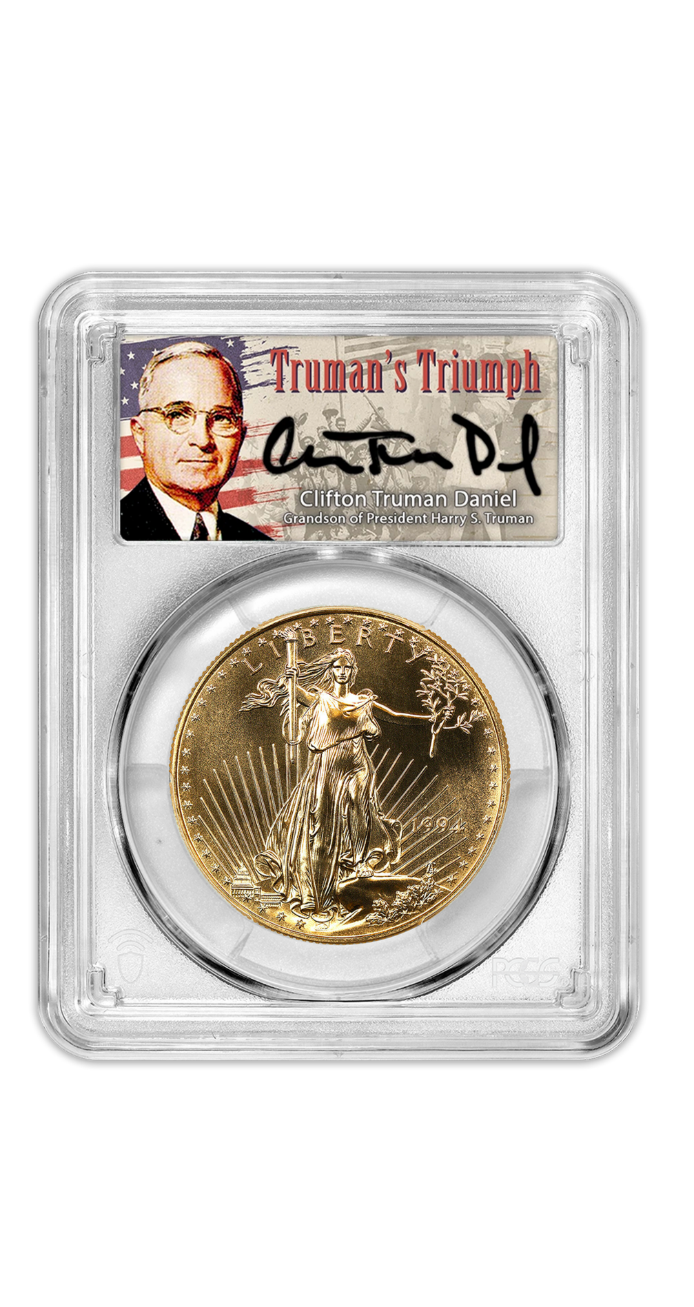 1994  $50 Gold Eagle PCGS PL70 Truman's Triumph Label
