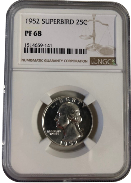 1952 Washington Silver Quarter Philadelphia - FS 901 Superbird  - NGC PF68