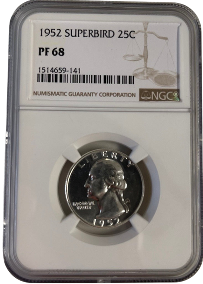 1952 Washington Silver Quarter Philadelphia - FS 901 Superbird  - NGC PF68