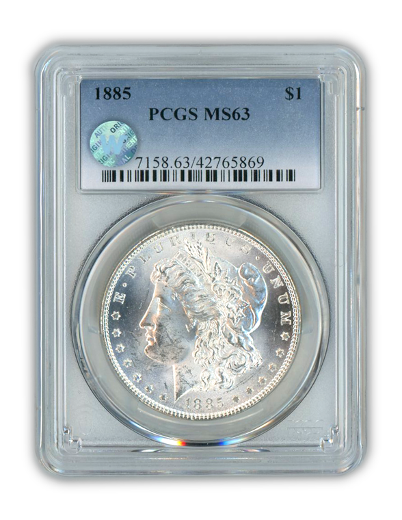 1885 Morgan Silver Dollar Philadelphia - PCGS MS63 Sight White