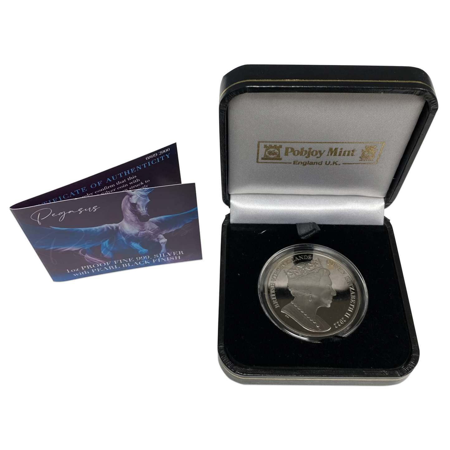 2022 BVI Pegasus - Pearl Black - 1 oz Silver Coin