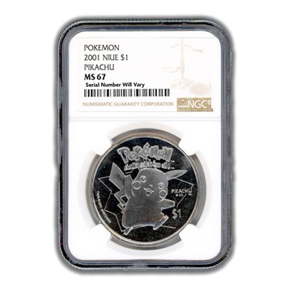 2001 Niue Pokemon Pickachu $1 Coin - NGC MS67